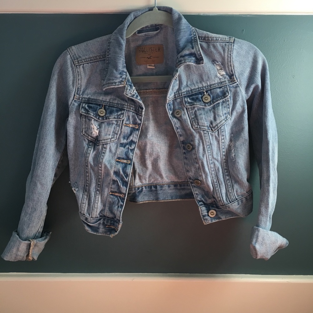 Hollister Light Wash Distressed Denim Jacket